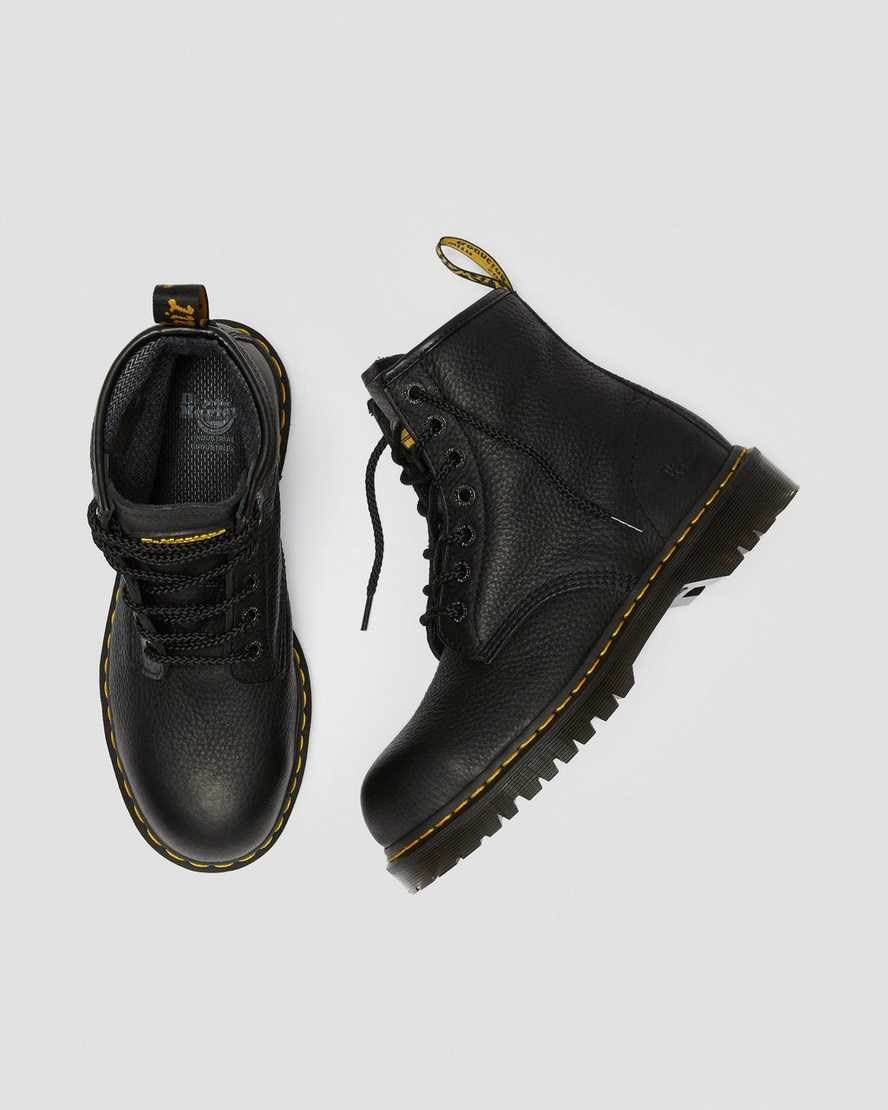 Black Industrial Bear Dr Martens Icon 7B10 Leather Steel Toe Work Women's Lace Up Boots | 3078-WSDRO