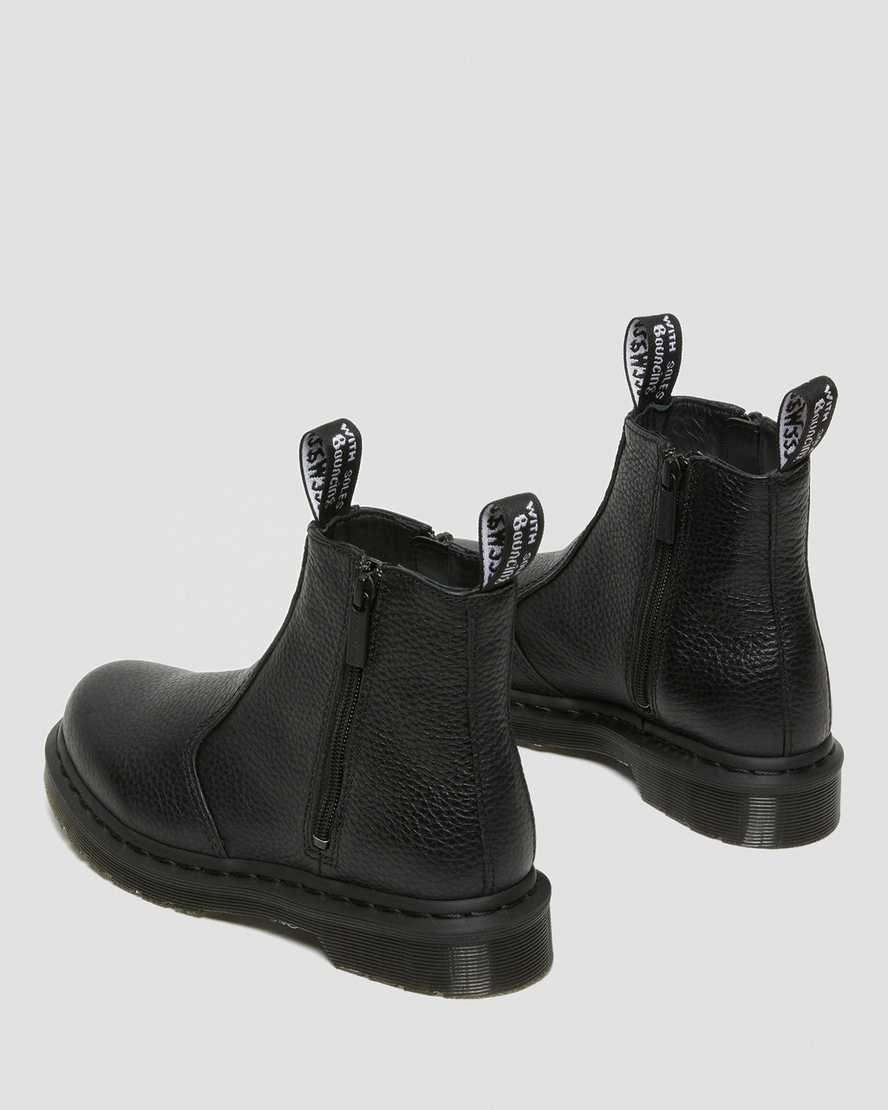 Black Milled Nappa Leather Dr Martens 2976 Leather Zipper Women's Ankle Boots | 2309-YZLEO