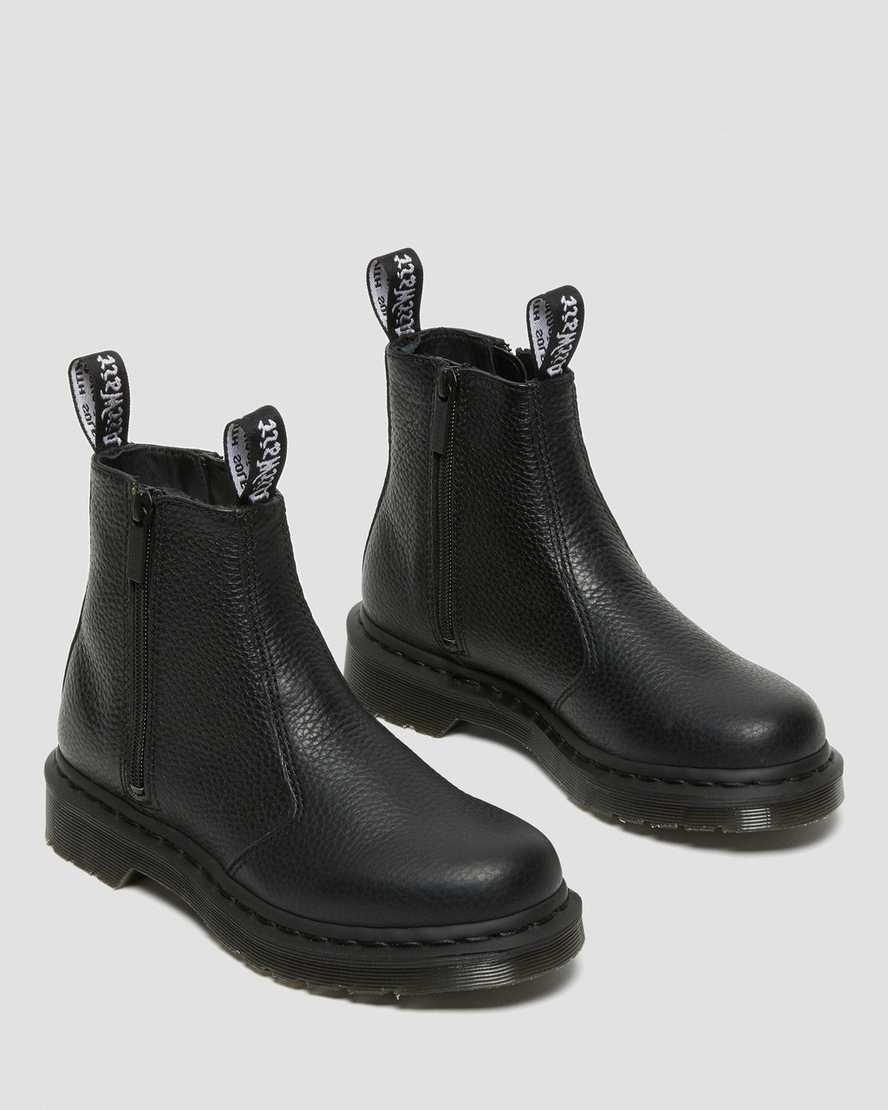 Black Milled Nappa Leather Dr Martens 2976 Leather Women's Zip Up Boots | 7408-IWJGE