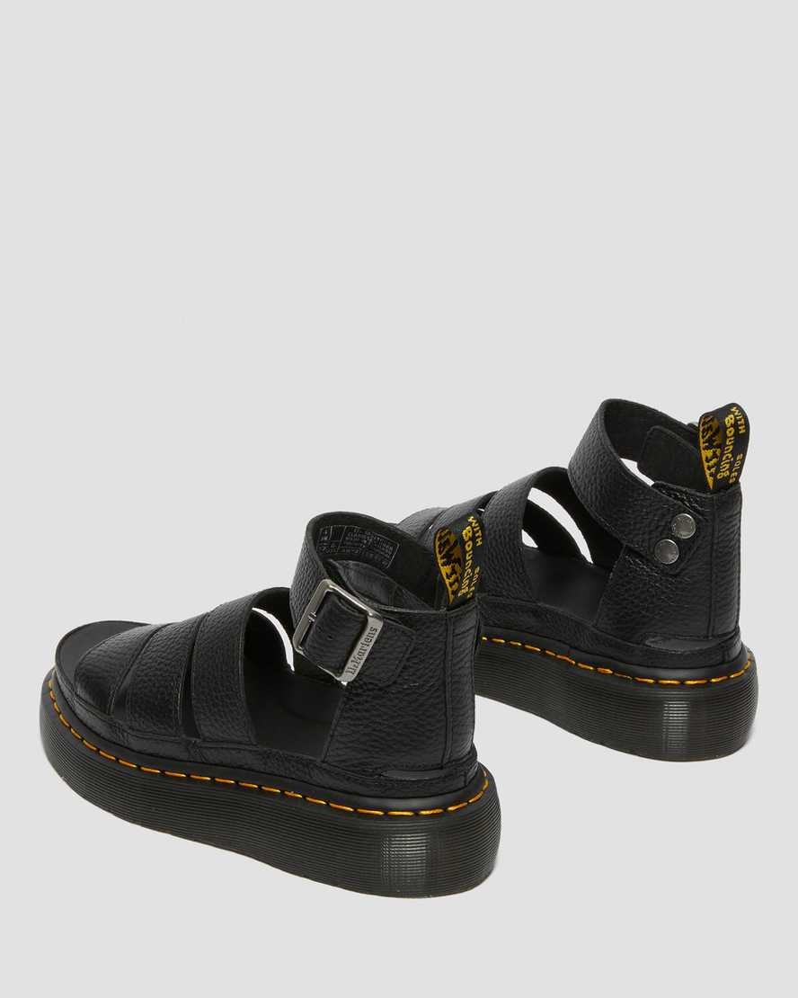 Black Milled Nappa Leather Dr Martens Clarissa II Leather Women's Platform Sandals | 7562-COXUH