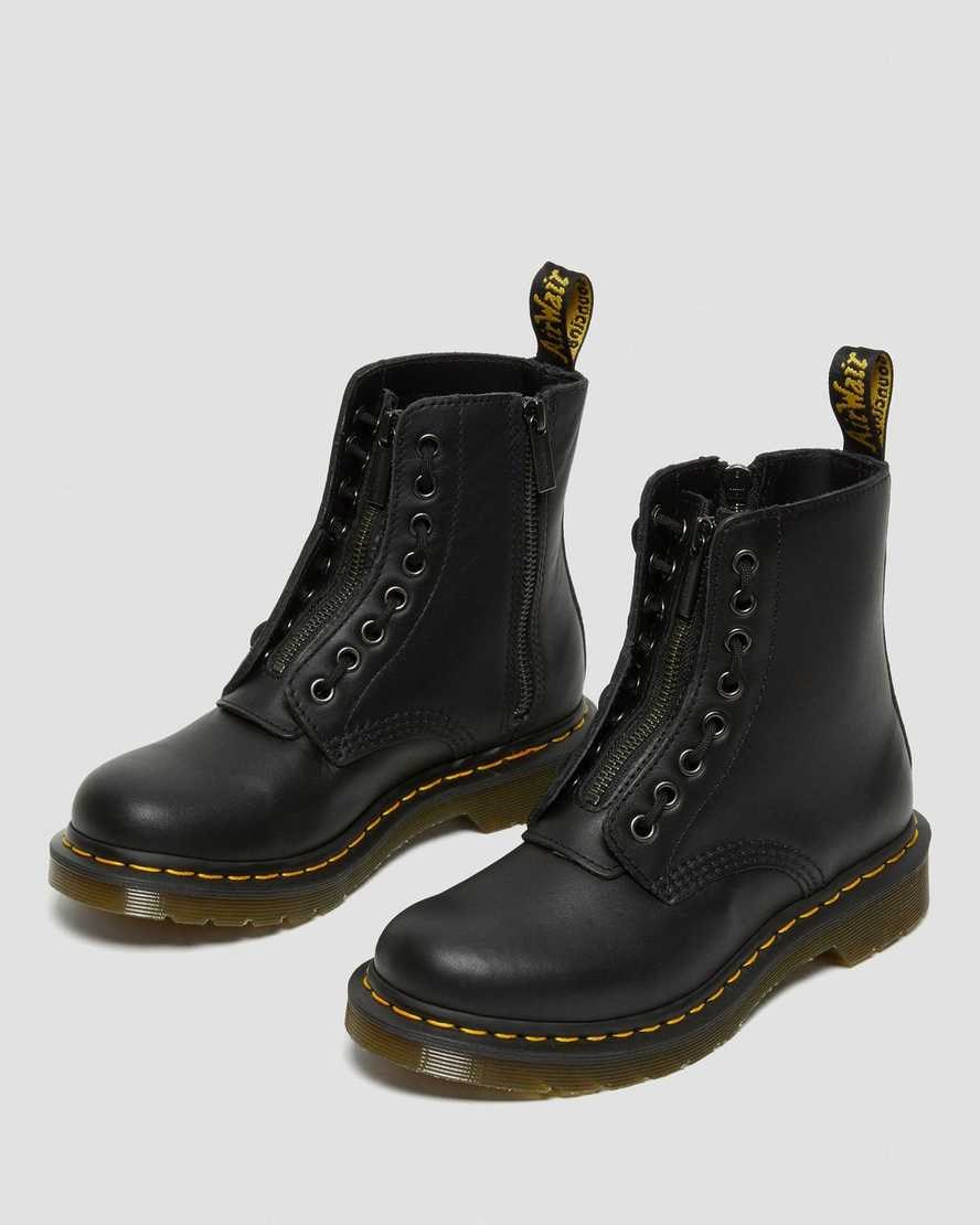 Black Nappa Dr Martens 1460 Pascal Nappa Women's Zip Up Boots | 4310-BQJTO