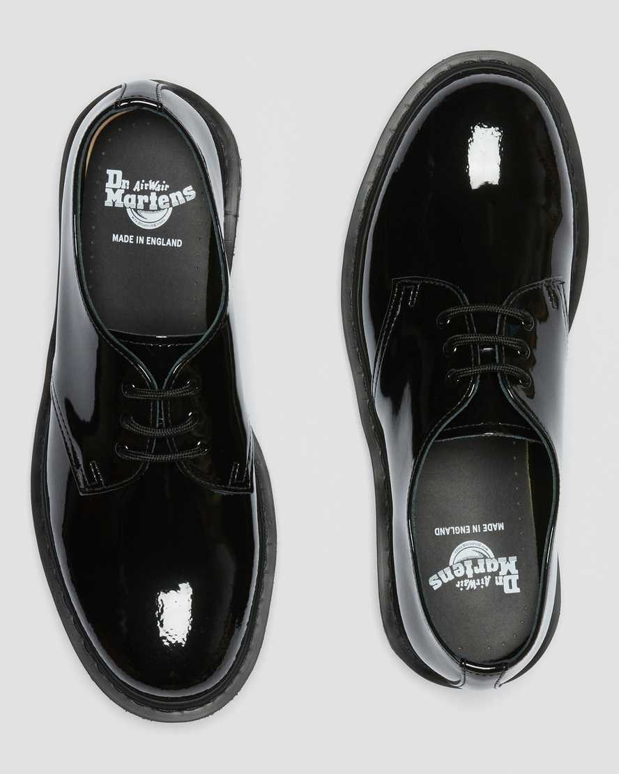 Black Patent Lamper Dr Martens 1461 Made in England Mono Patent Leather Women's Oxford Shoes | 9140-MPAOJ