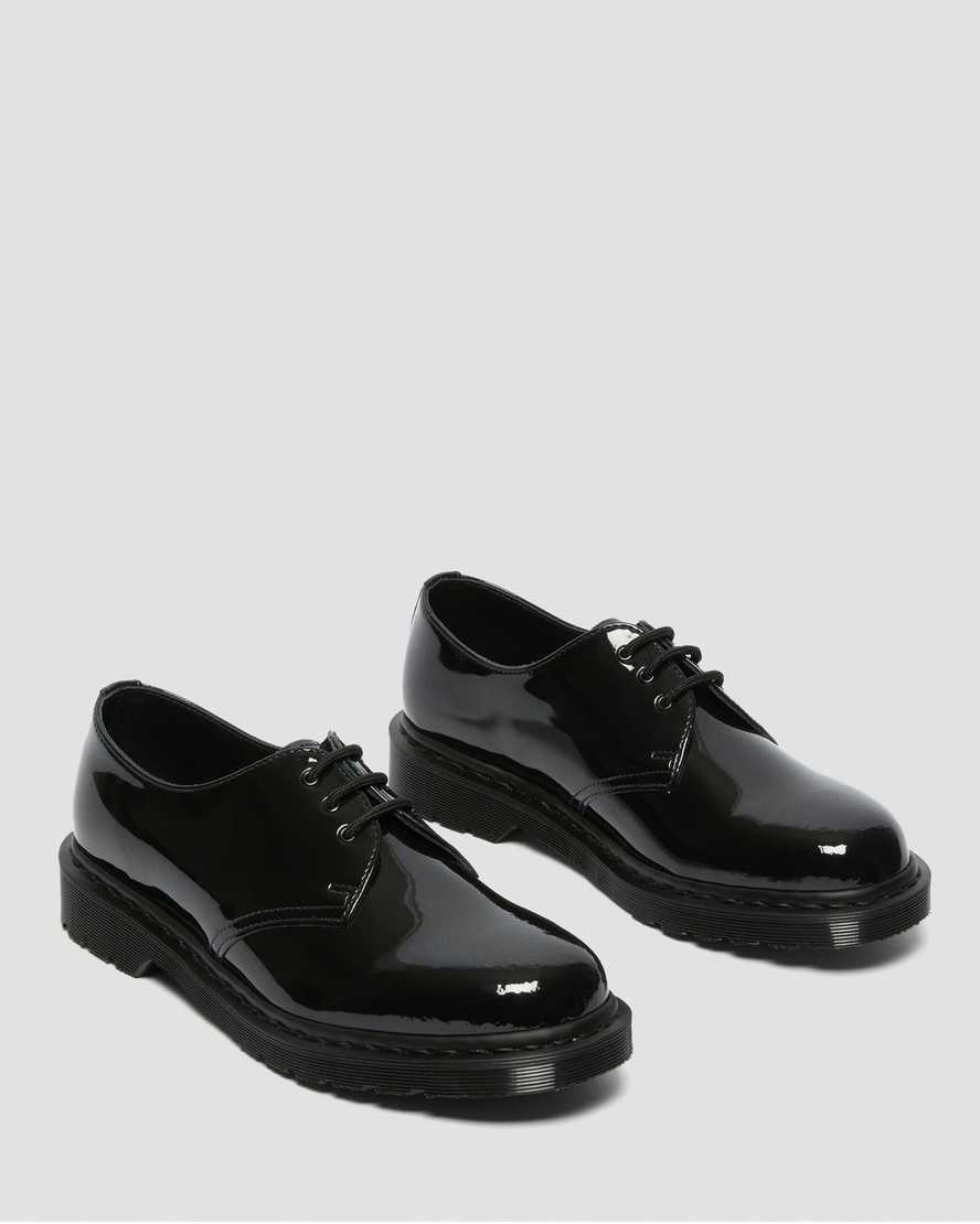 Black Patent Lamper Dr Martens 1461 Made in England Mono Patent Leather Women's Oxford Shoes | 9140-MPAOJ