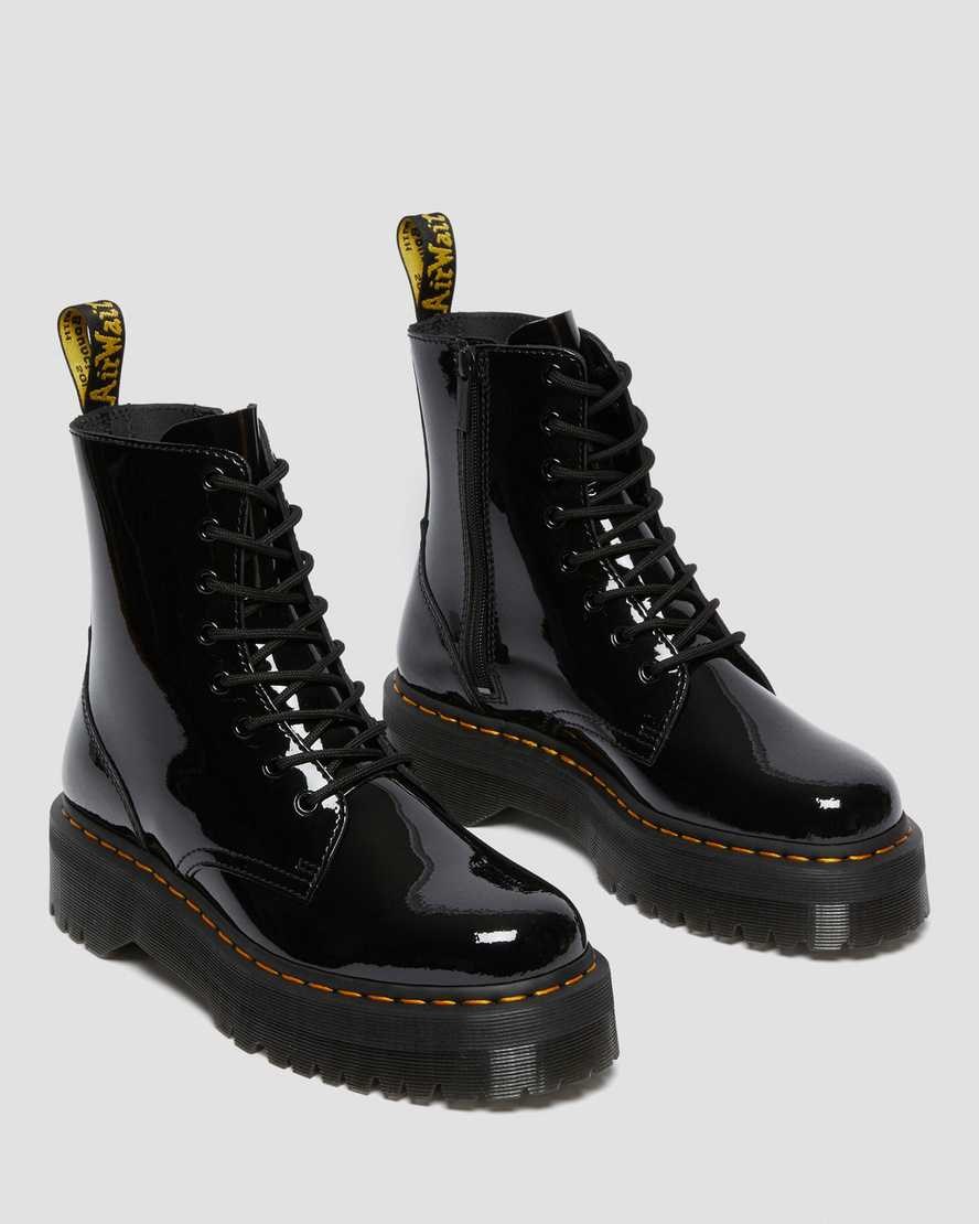 Black Patent Lamper Dr Martens Jadon Patent Leather Women's Zip Up Boots | 5870-WSFQP