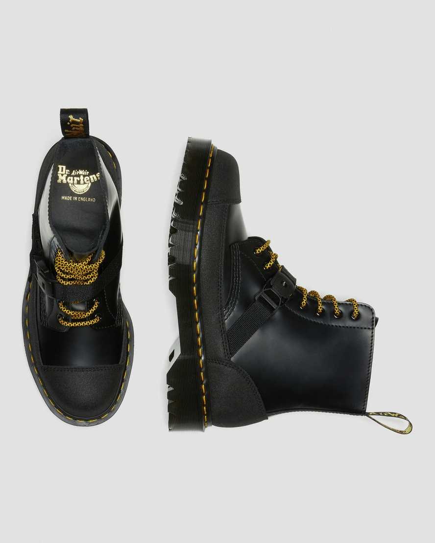 Black Smooth Dr Martens 1460 Bex Tech Made in England Leather Women's Ankle Boots | 3619-MJTZA