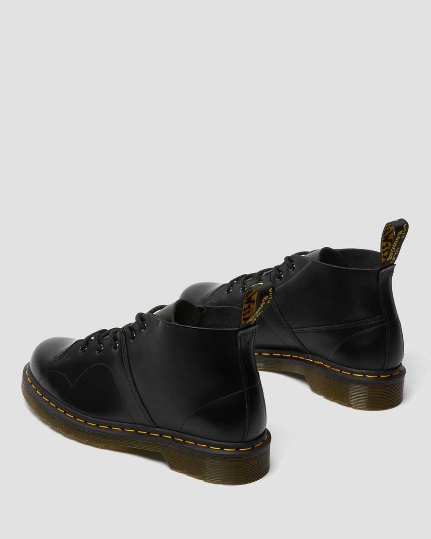 Black Smooth Leather Dr Martens Church Smooth Leather Women's Lace Up Boots | 9402-XGMKI