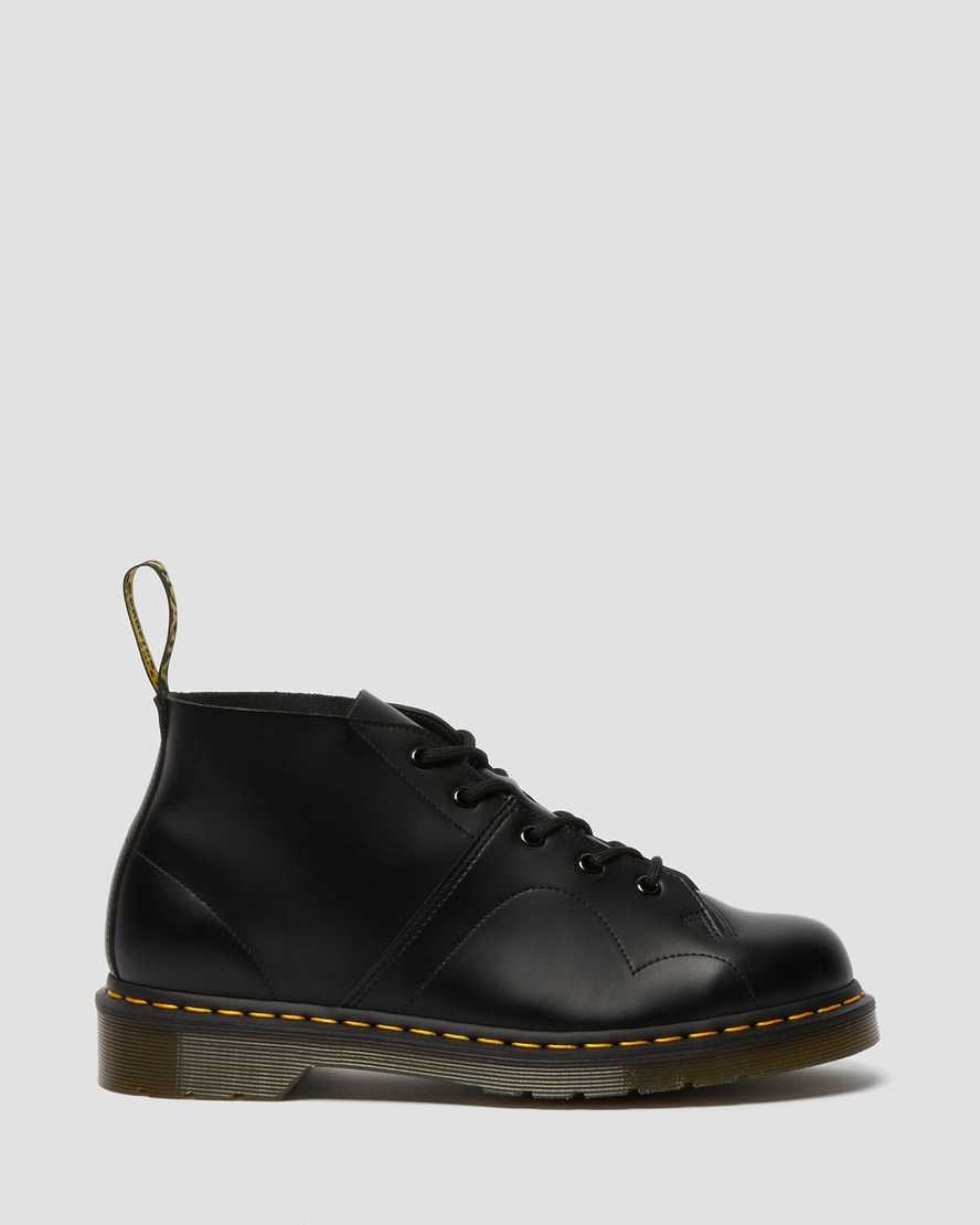 Black Smooth Leather Dr Martens Church Smooth Leather Women's Lace Up Boots | 9402-XGMKI