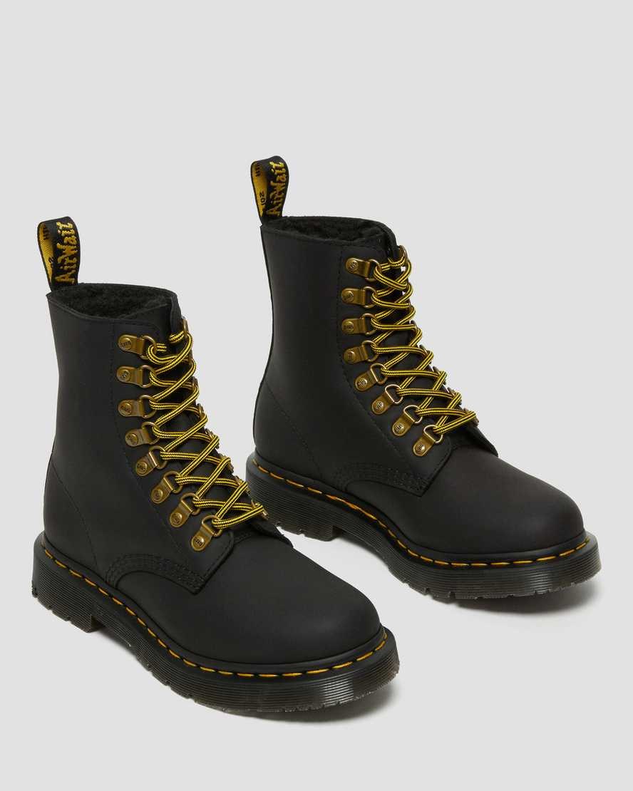 Black Snowplow Dr Martens 1460 Pascal DM's Wintergrip Leather Women's Lace Up Boots | 1685-GQRMI