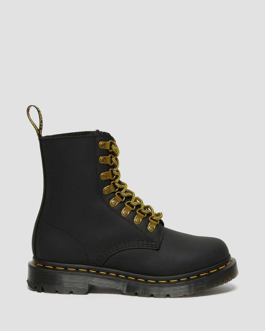 Black Snowplow Dr Martens 1460 Pascal DM's Wintergrip Leather Women's Lace Up Boots | 1685-GQRMI