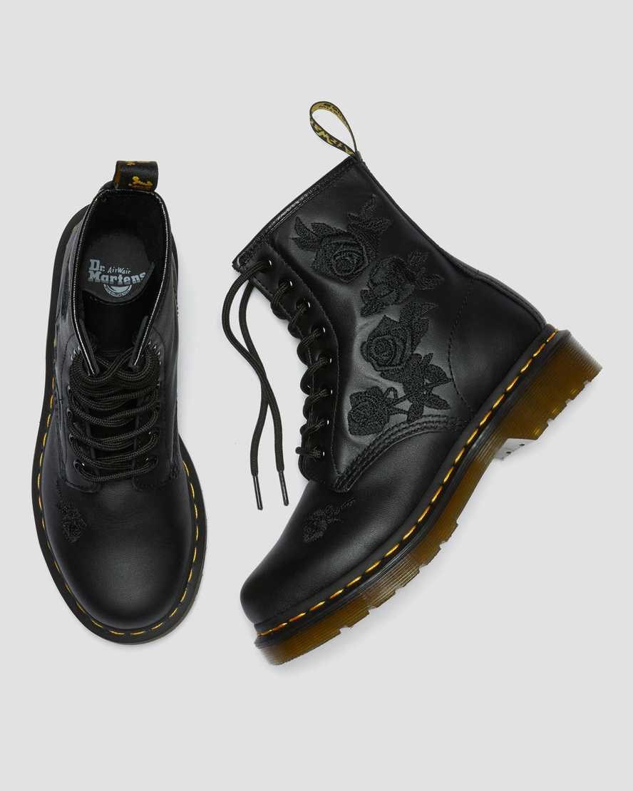 Black Softy T Dr Martens 1460 Vonda Mono Floral Women's Lace Up Boots | 0759-AJCZD