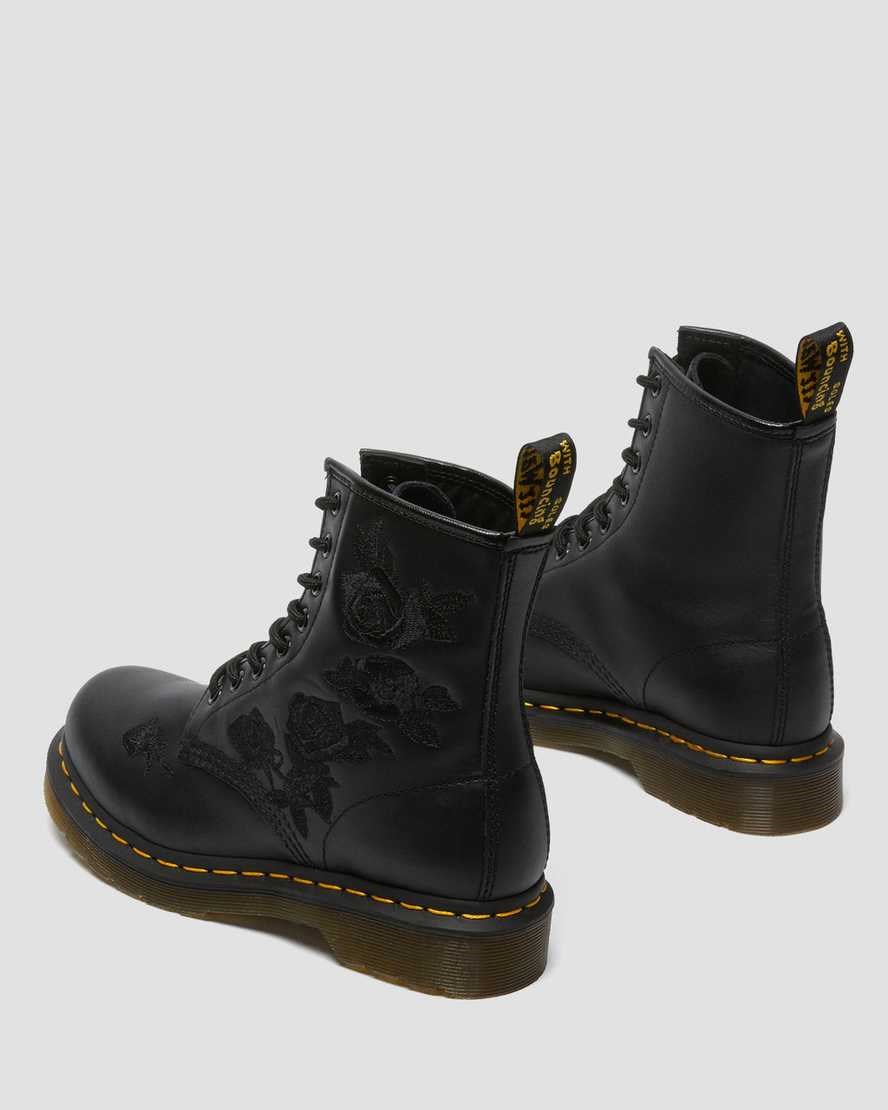 Black Softy T Dr Martens 1460 Vonda Mono Floral Women's Lace Up Boots | 0759-AJCZD