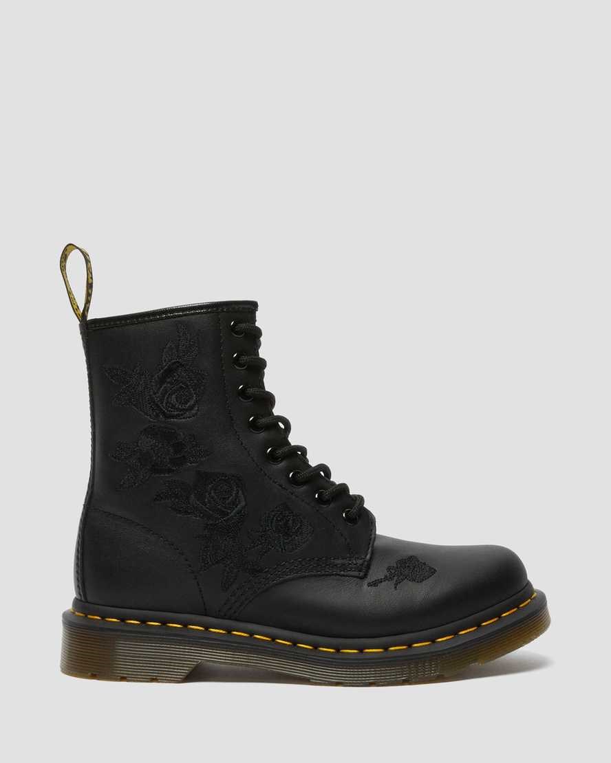 Black Softy T Dr Martens 1460 Vonda Mono Floral Women's Lace Up Boots | 0759-AJCZD