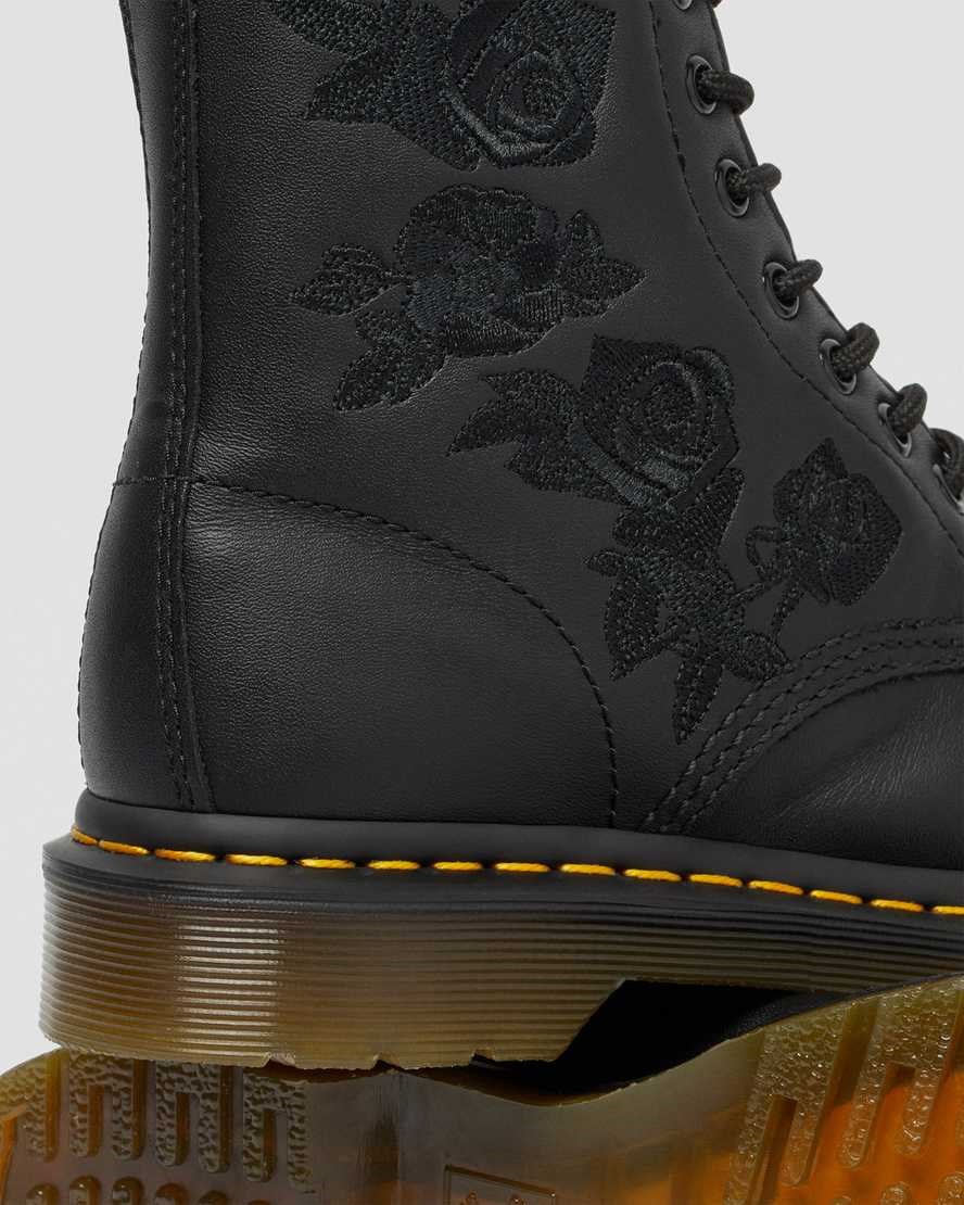 Black Softy T Dr Martens 1460 Vonda Mono Floral Women's Lace Up Boots | 0759-AJCZD