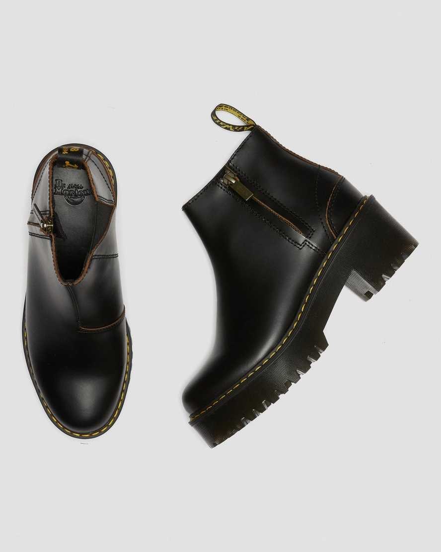 Black Vintage Smooth Dr Martens Rometty II Vintage Smooth Leather Women's Ankle Boots | 1207-EWTCA