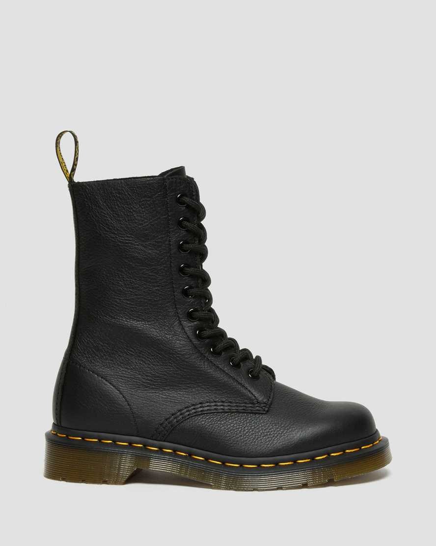 Black Virginia Dr Martens 1490 Virginia Leather Women's Lace Up Boots | 5238-CQGBT