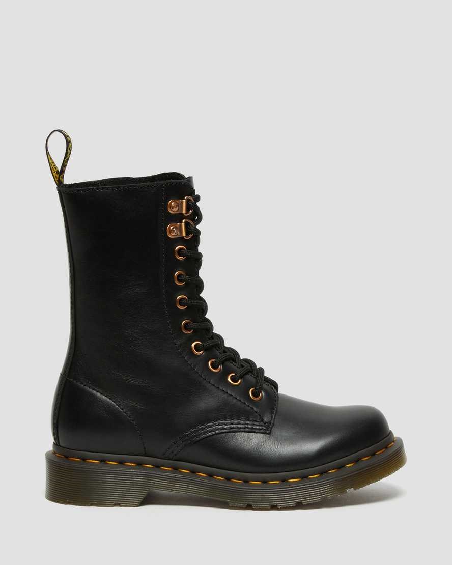 Black Wanama Dr Martens 1490 Rose Gold Hardware Leather Women's Zip Up Boots | 9423-PBOAE