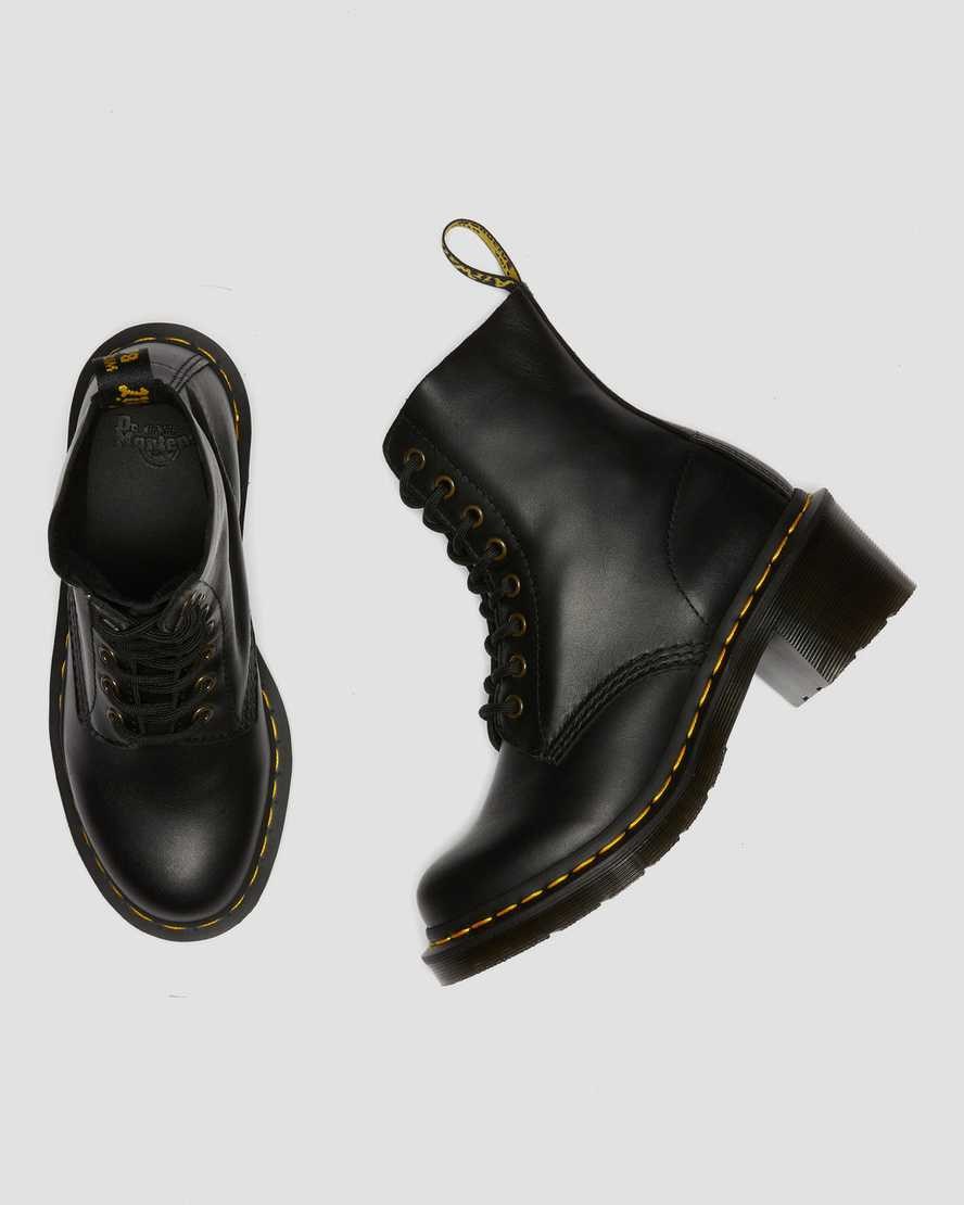 Black Wanama Dr Martens Clemency Leather Women's Ankle Boots | 6981-VSGBN