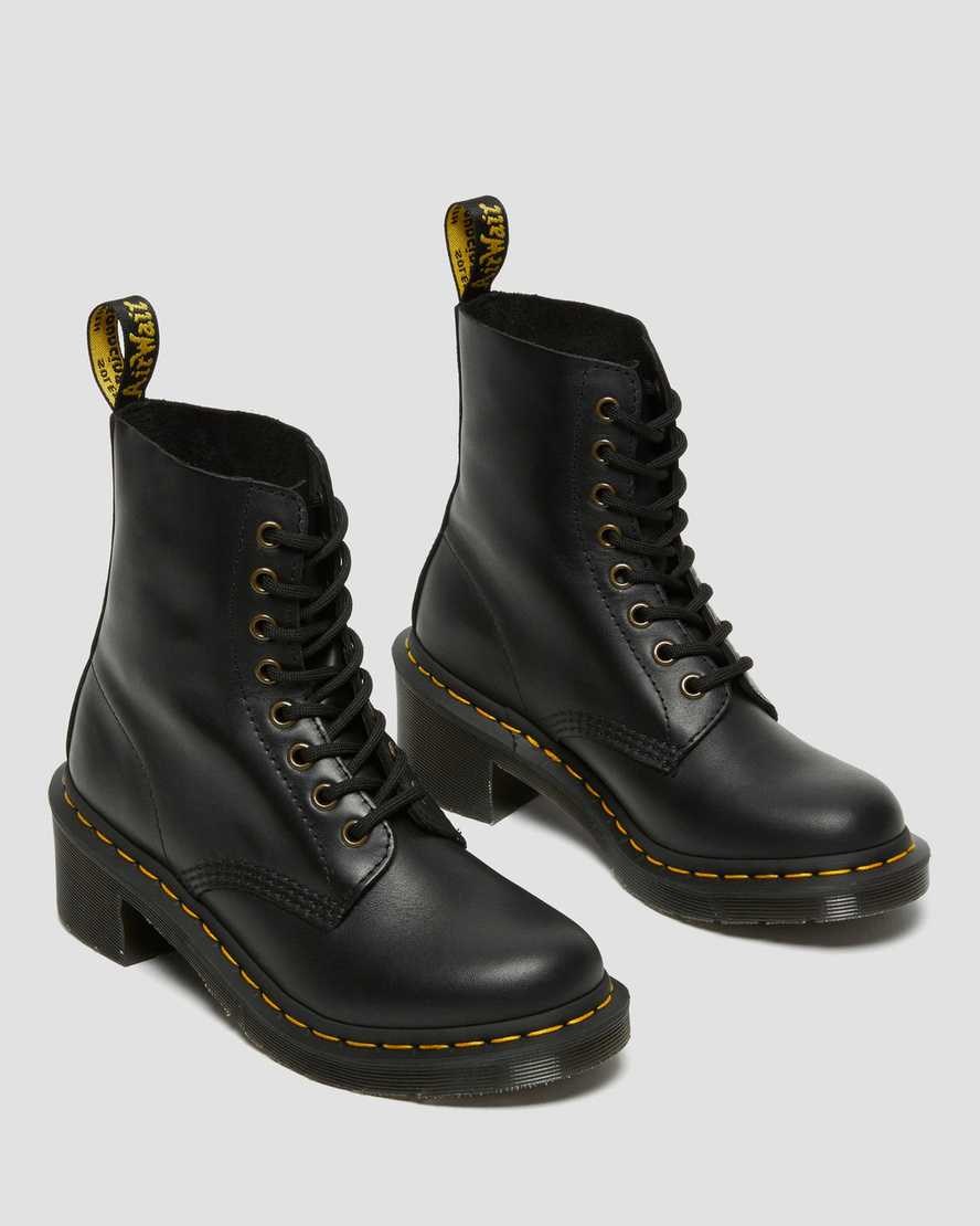 Black Wanama Dr Martens Clemency Leather Women's Ankle Boots | 6981-VSGBN