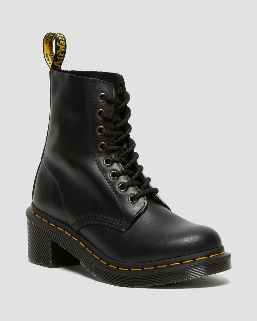 Black Wanama Dr Martens Clemency Leather Women's Ankle Boots | 6981-VSGBN