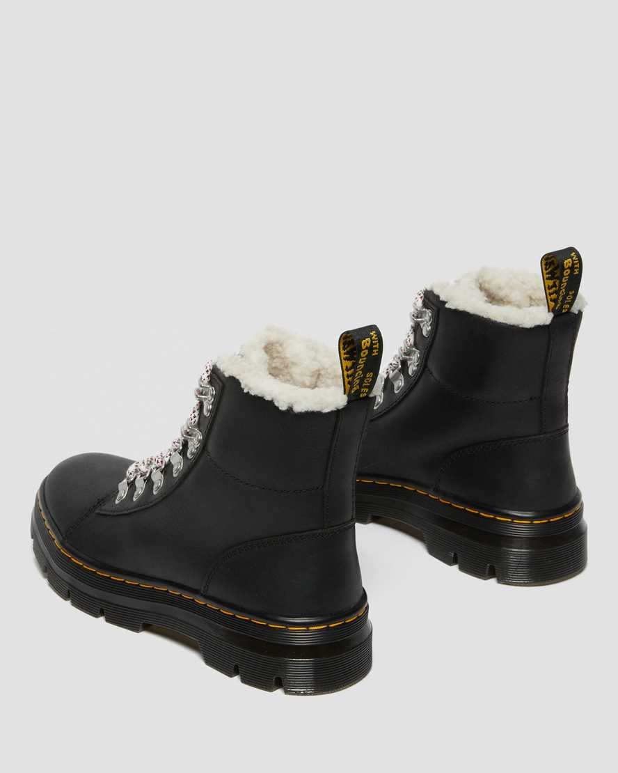 Black Wyoming Dr Martens Combs Faux Shearling Lined Women's Ankle Boots | 1940-EYDKU