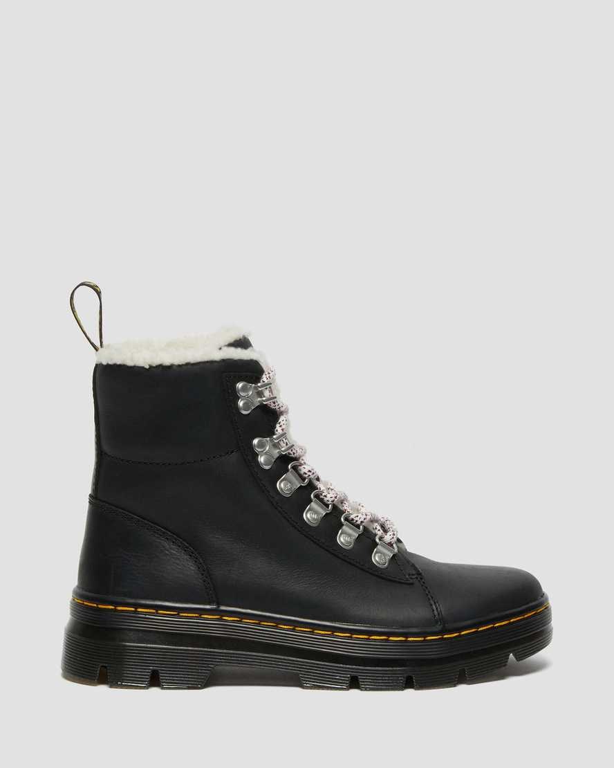 Black Wyoming Dr Martens Combs Faux Shearling Lined Women's Ankle Boots | 1940-EYDKU