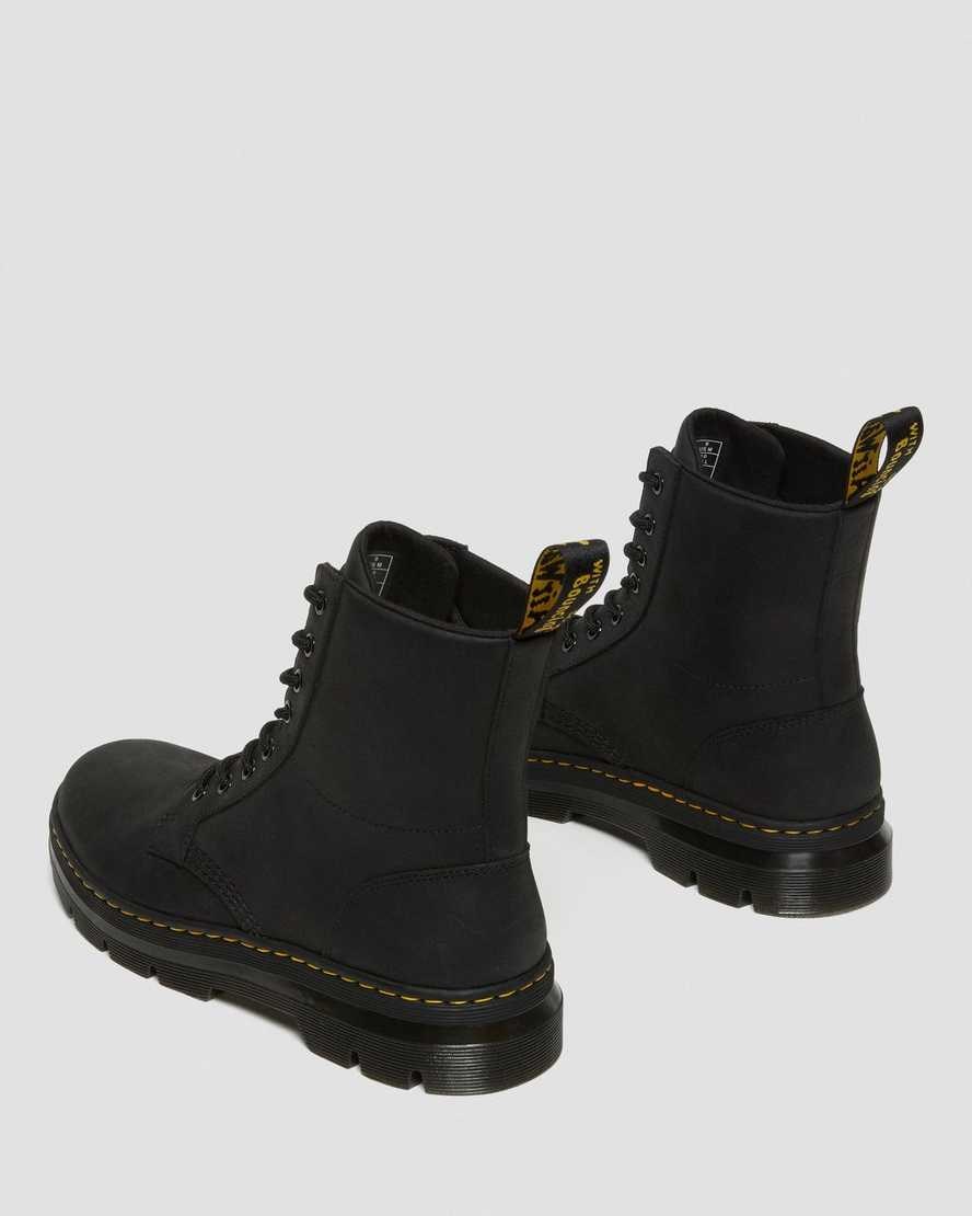 Black Wyoming Dr Martens Combs Leather Women's Lace Up Boots | 1204-TDIVJ