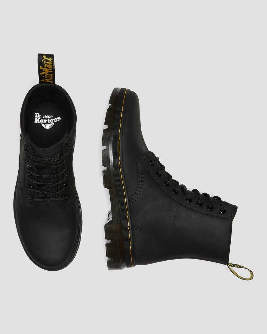 Black Wyoming Dr Martens Combs Leather Women's Lace Up Boots | 1204-TDIVJ