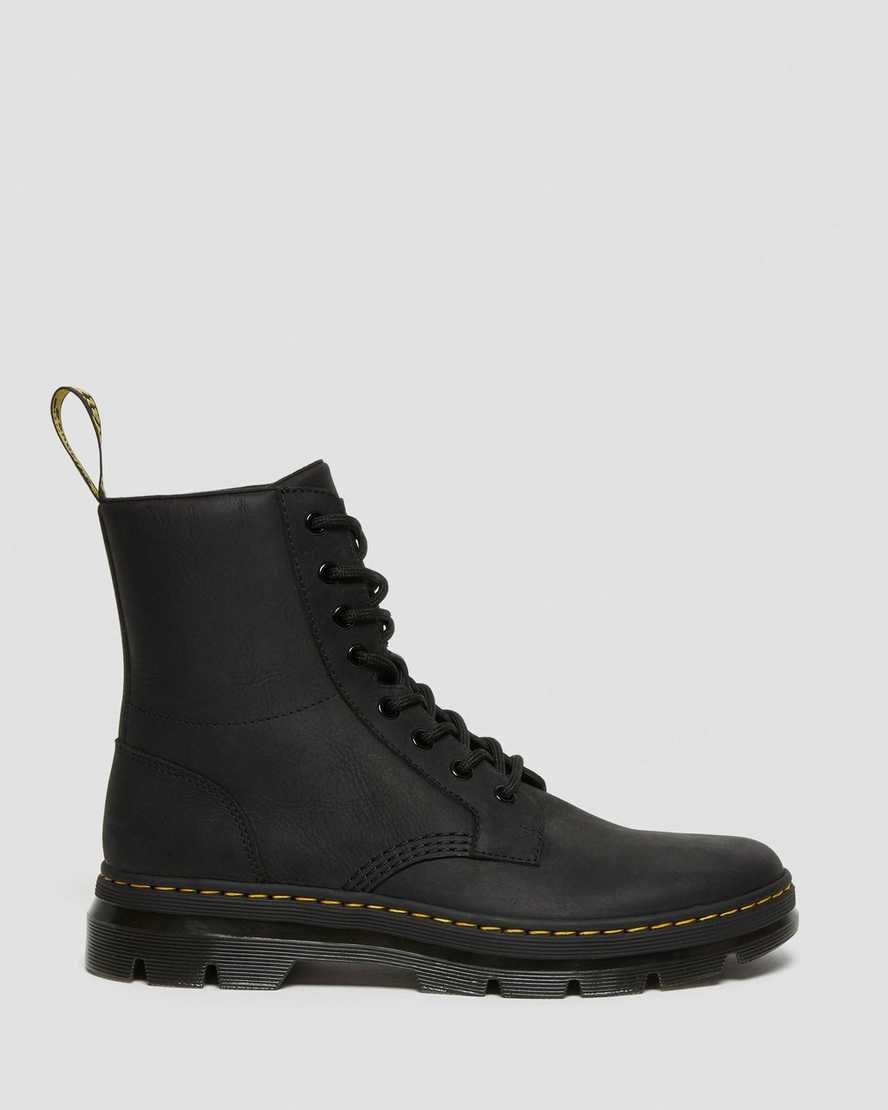 Black Wyoming Dr Martens Combs Leather Women's Lace Up Boots | 1204-TDIVJ