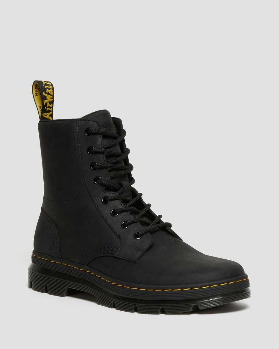 Black Wyoming Dr Martens Combs Leather Women's Lace Up Boots | 1204-TDIVJ