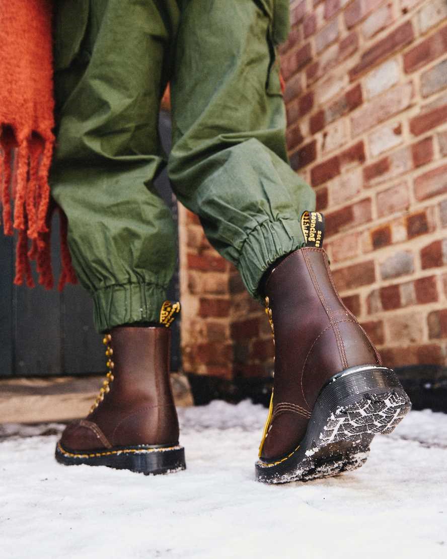 Brown Snowplow Dr Martens 1460 Pascal DM's Wintergrip Leather Women's Ankle Boots | 5901-UPRDK