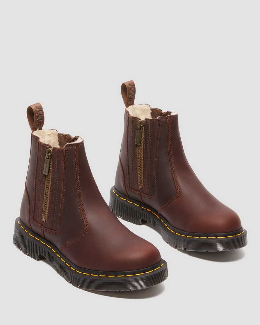 Brown Snowplow Dr Martens 2976 DM's Wintergrip Women's Zip Up Boots | 6387-QBCSX