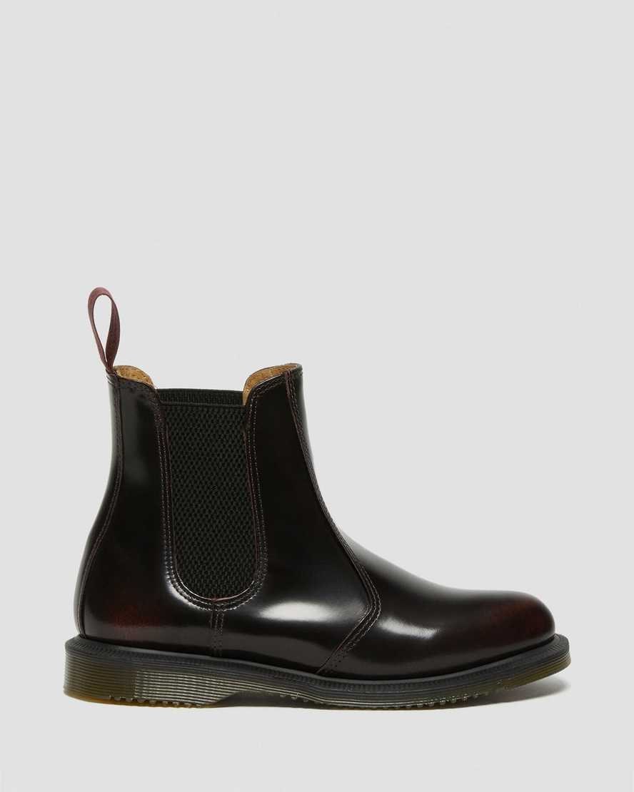 Cherry Red Arcadia Leather Dr Martens Flora Arcadia Leather Women's Ankle Boots | 0876-VYILB