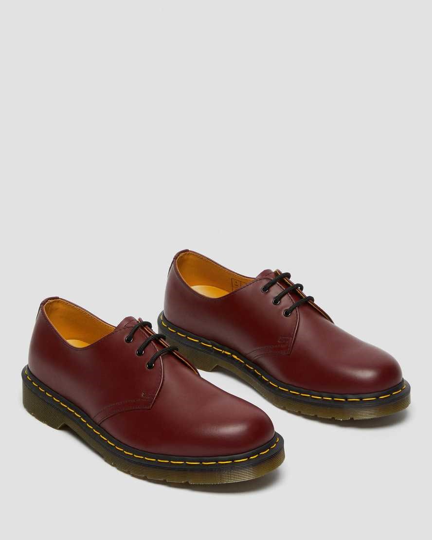 Cherry Red Smooth Leather Dr Martens 1461 Smooth Leather Men's Oxford Shoes | 0651-ZDFPQ