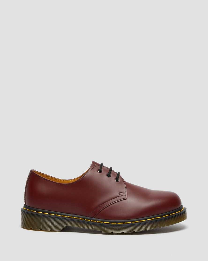 Cherry Red Smooth Leather Dr Martens 1461 Smooth Leather Men's Oxford Shoes | 0651-ZDFPQ