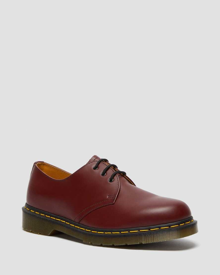 Cherry Red Smooth Leather Dr Martens 1461 Smooth Leather Men\'s Oxford Shoes | 0651-ZDFPQ