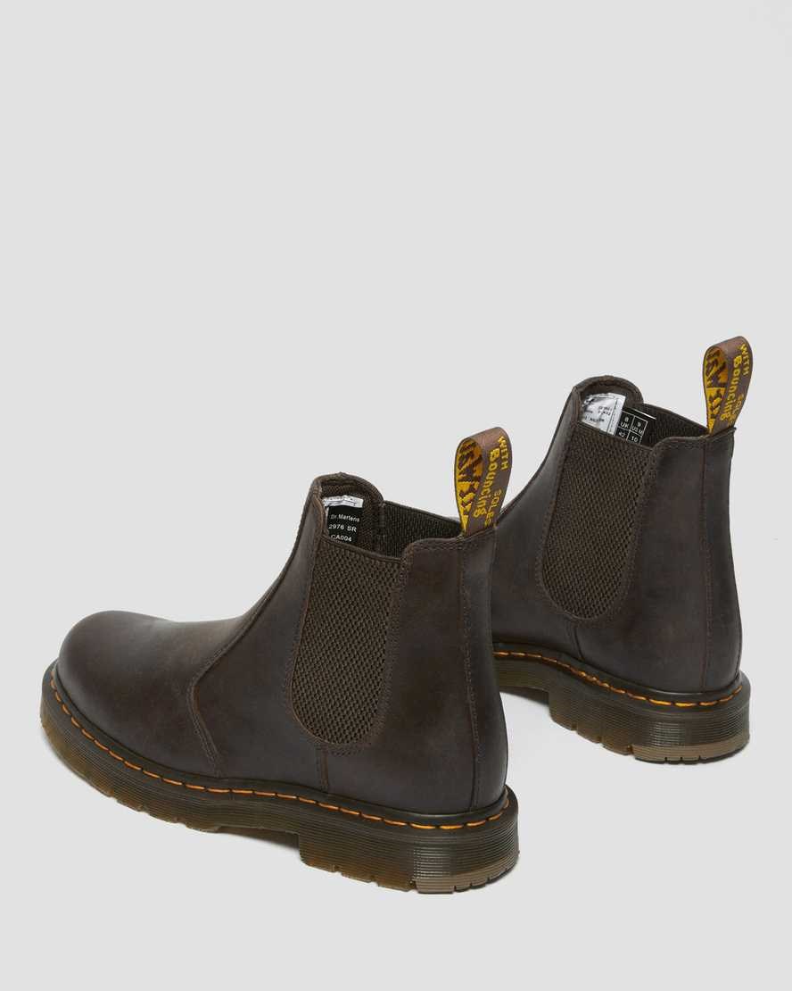 Dark Brown Crazy Horse Leather Dr Martens 2976 Slip Resistant Leather Women's Ankle Boots | 0568-YOWJV