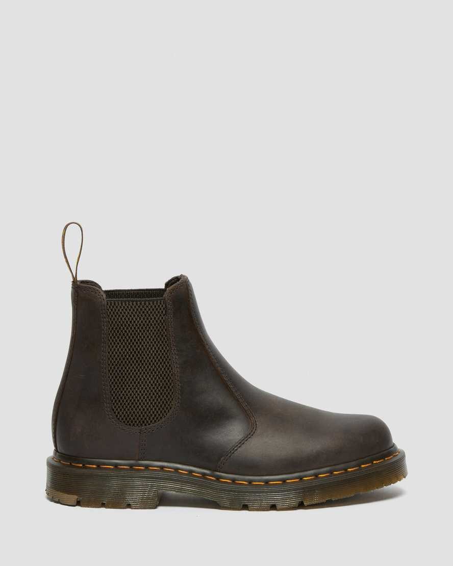 Dark Brown Crazy Horse Leather Dr Martens 2976 Slip Resistant Leather Women's Ankle Boots | 0568-YOWJV