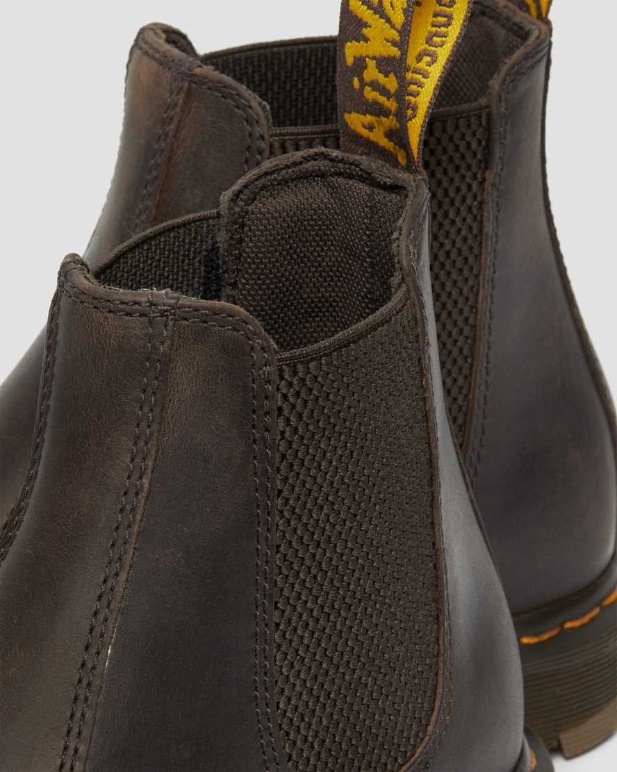 Dark Brown Crazy Horse Leather Dr Martens 2976 Slip Resistant Leather Women's Ankle Boots | 0568-YOWJV