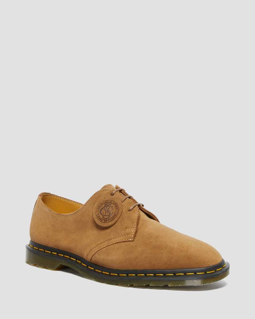 Dark Tan Repello Calf Suede Dr Martens Archie II Made in England Suede Men's Oxford Shoes | 8579-BJAYX