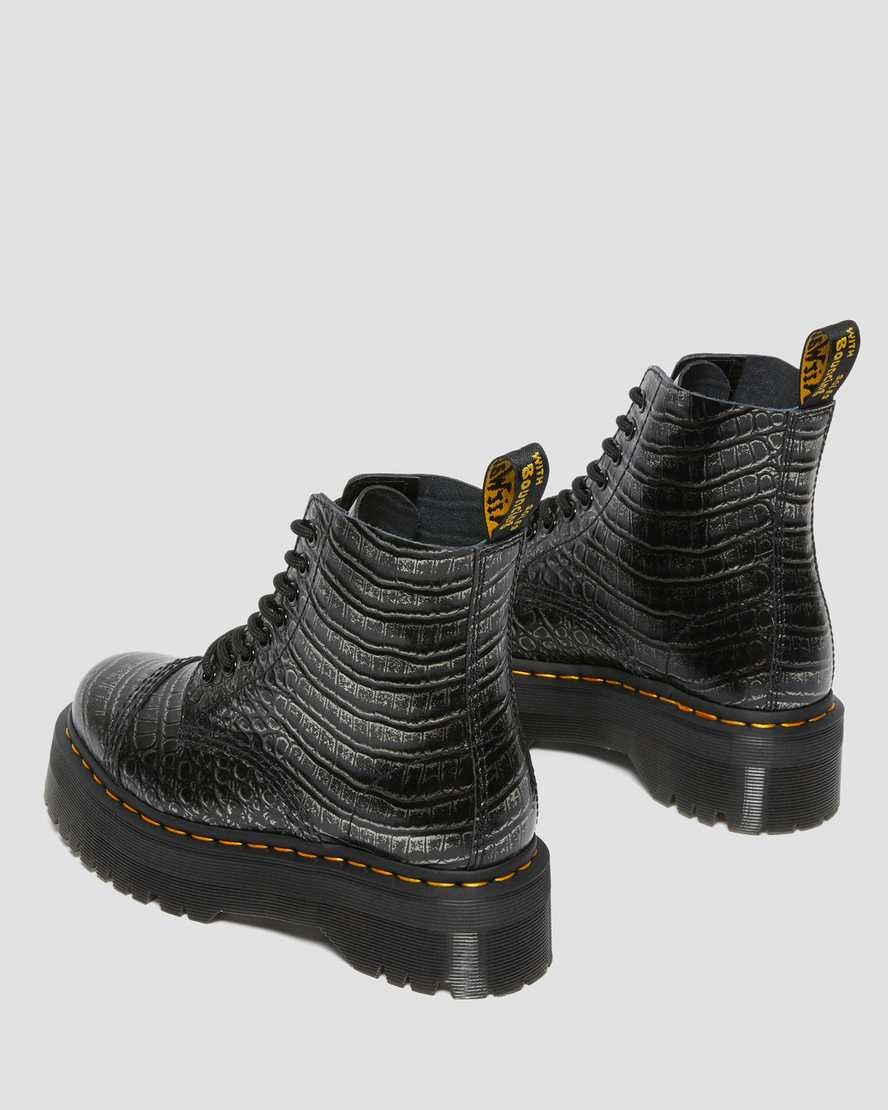 Gunmetal Wild Croc Dr Martens Sinclair Croc Emboss Leather Women's Zip Up Boots | 1032-EAYCF