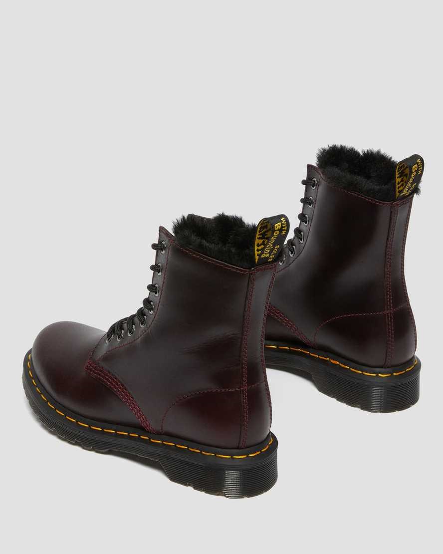 Oxblood Atlas Dr Martens 1460 Serena Faux Fur Lined Women's Ankle Boots | 9140-YLTIG