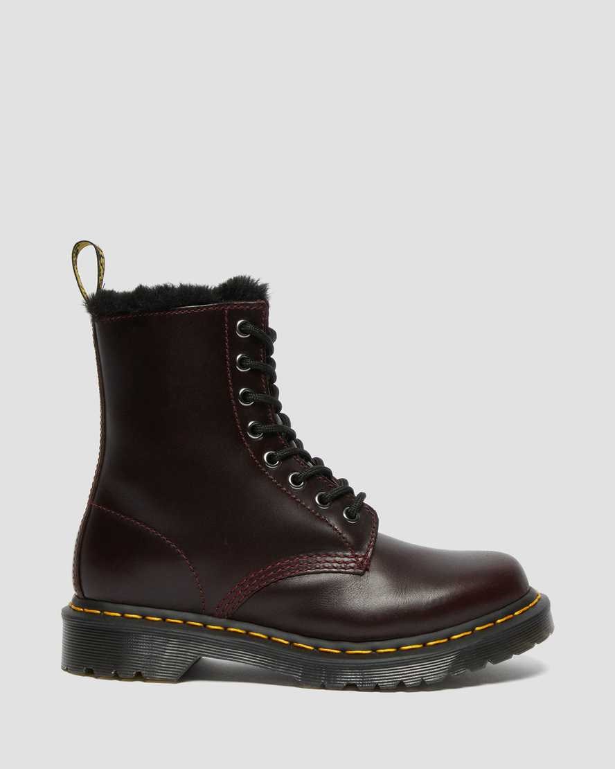 Oxblood Atlas Dr Martens 1460 Serena Faux Fur Lined Women's Ankle Boots | 9140-YLTIG