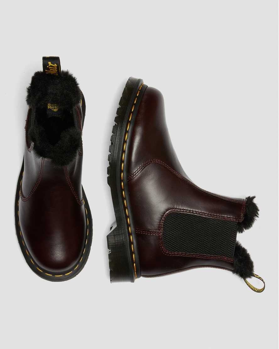 Oxblood Atlas Dr Martens 2976 Leonore Faux Fur Lined Women's Ankle Boots | 0716-GTENA