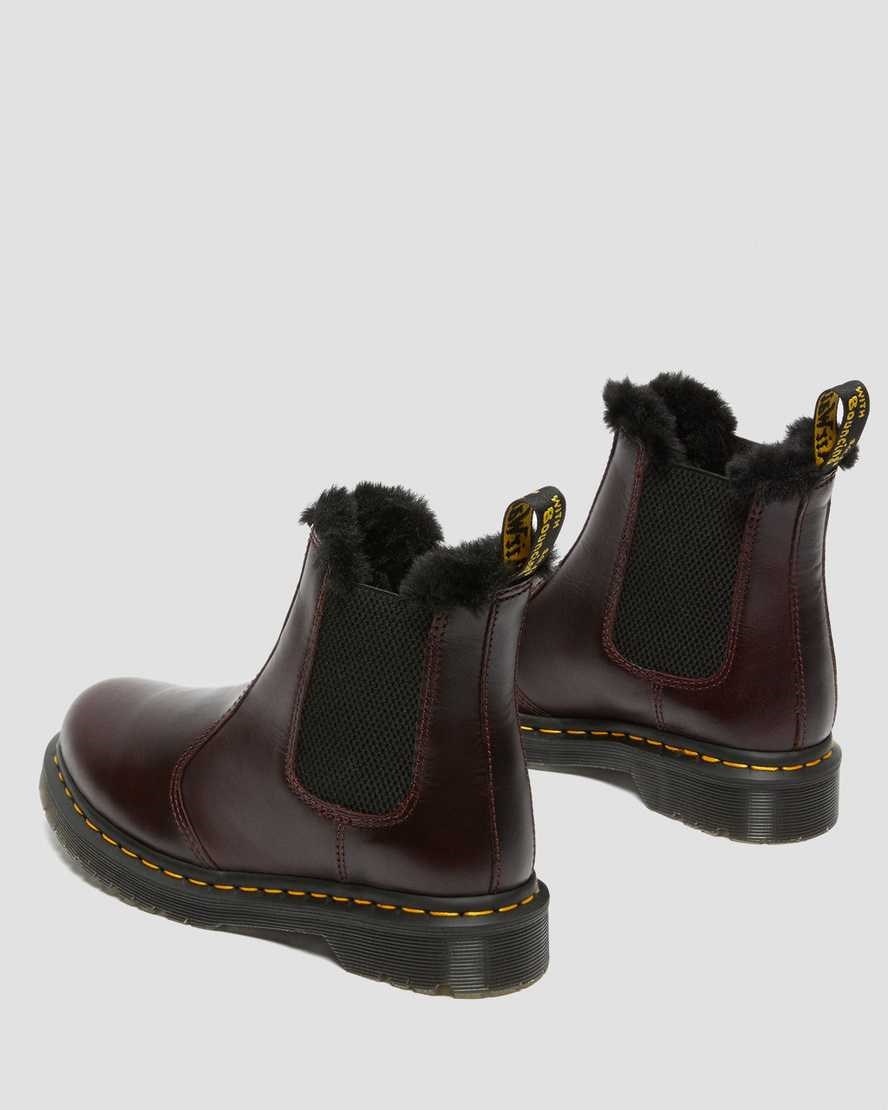 Oxblood Atlas Dr Martens 2976 Leonore Faux Fur Lined Women's Ankle Boots | 0716-GTENA