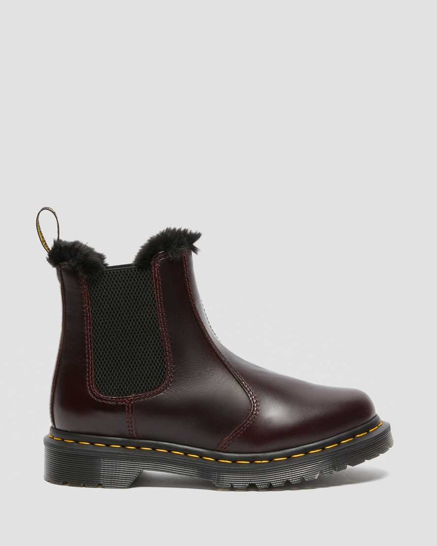 Oxblood Atlas Dr Martens 2976 Leonore Faux Fur Lined Women's Ankle Boots | 0716-GTENA