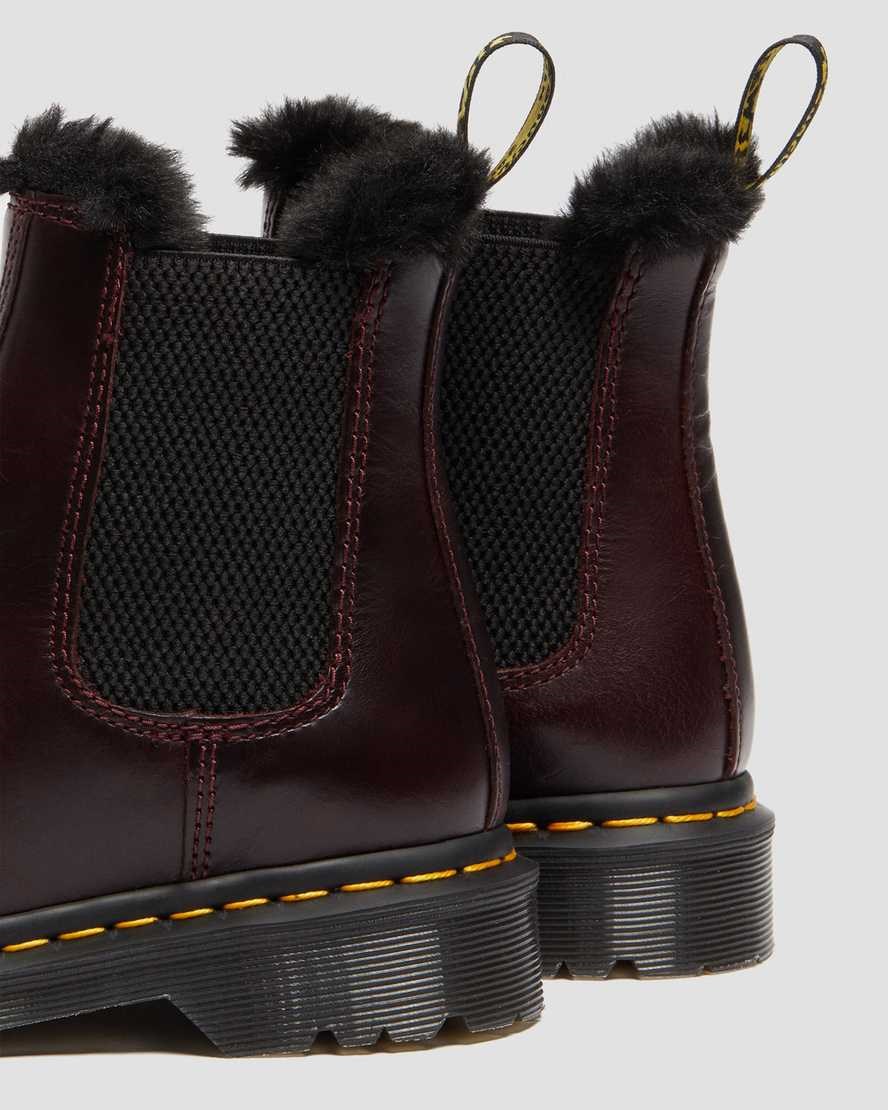 Oxblood Atlas Dr Martens 2976 Leonore Faux Fur Lined Women's Ankle Boots | 0716-GTENA