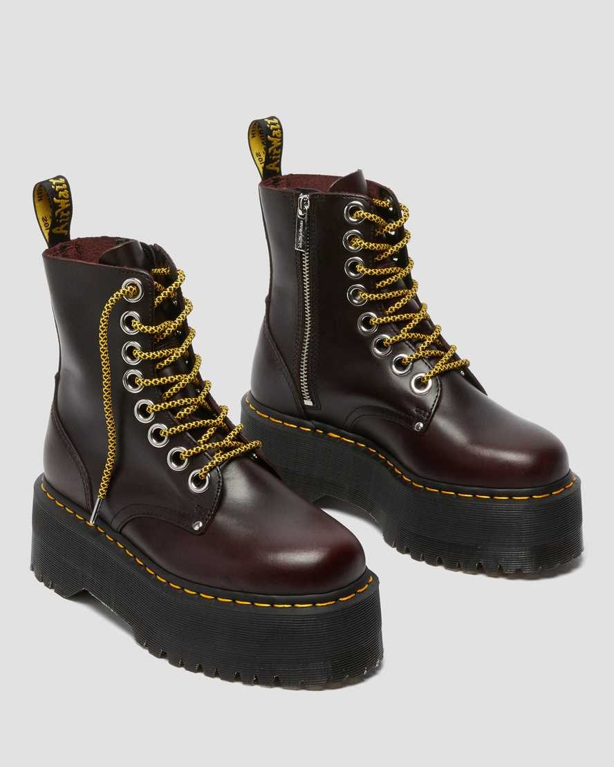 Oxblood Atlas Dr Martens Jadon Max Leather Women's Lace Up Boots | 2906-IMYRQ