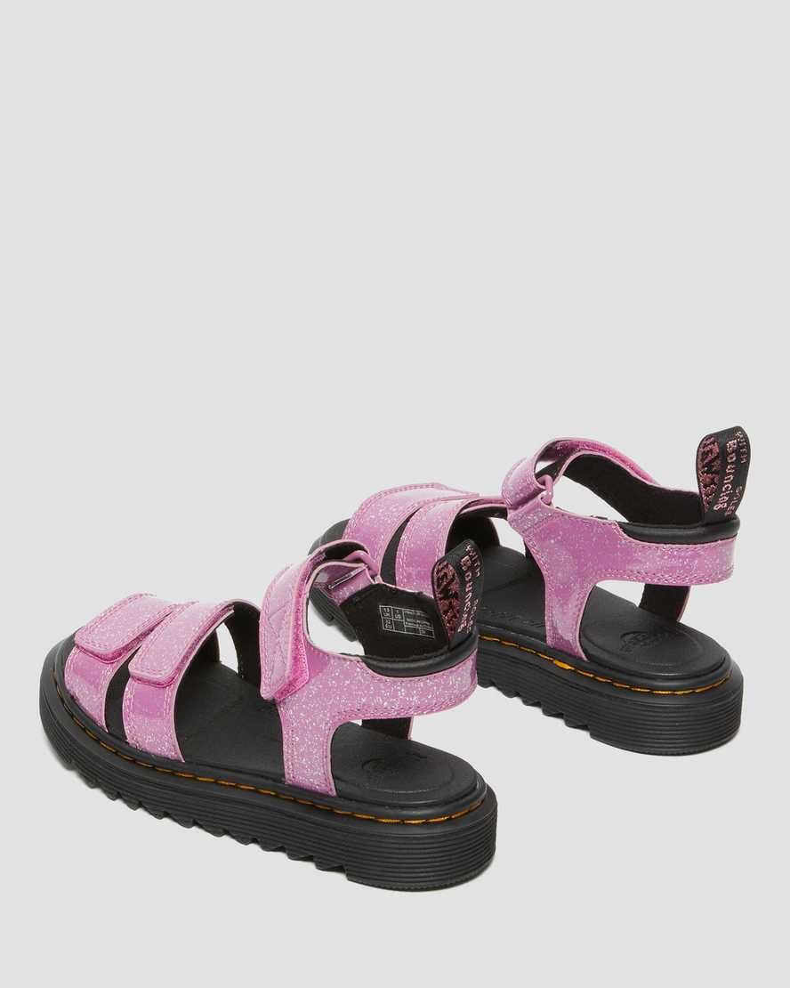 Pink Cosmic Glitter Dr Martens Junior Klaire Kids' Glitter Sandals | 6780-YWXTR