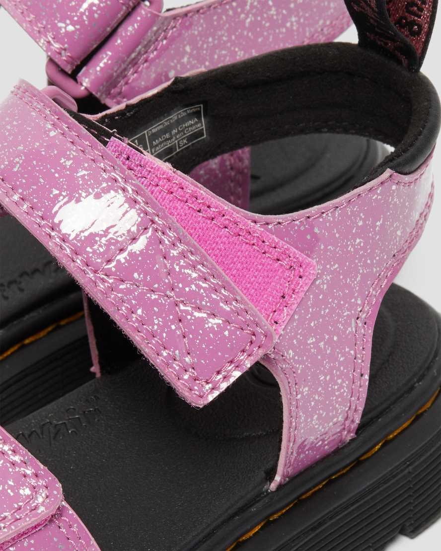 Pink Cosmic Glitter Dr Martens Junior Klaire Kids' Glitter Sandals | 6780-YWXTR