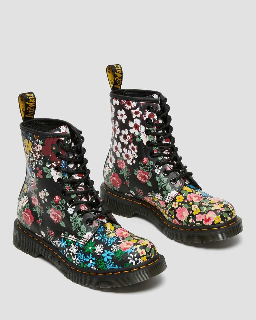 White Floral Mash Up Backhand Dr Martens 1460 Pascal Floral Mash Up Leather Women's Ankle Boots | 5176-LETSB